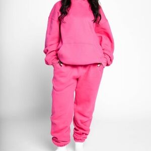 Comfrt Hot Pink minimalist Sweatshirt and Sweatpants Set